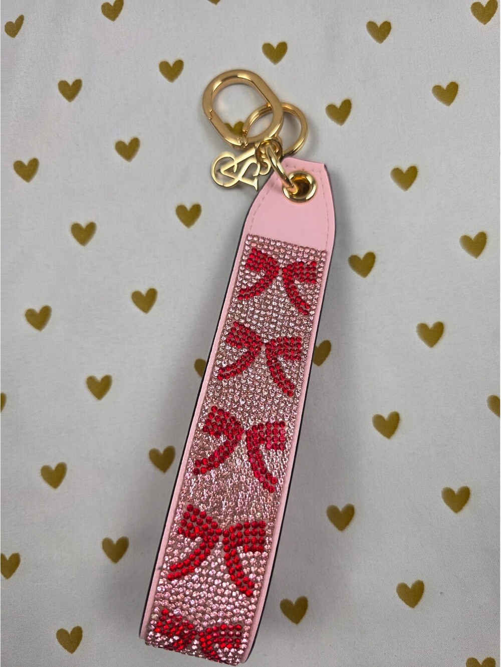 Victoria Secret BLING wristlet strap keychain LOGO Rhinestone